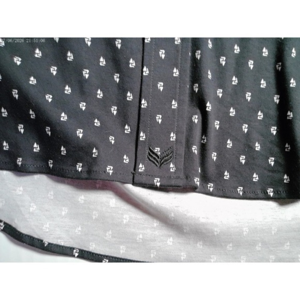 Buttercloth Mens 2XL Regular Fit Long Sleeve Button Shirt Black Print MC0016 - Picture 5 of 7